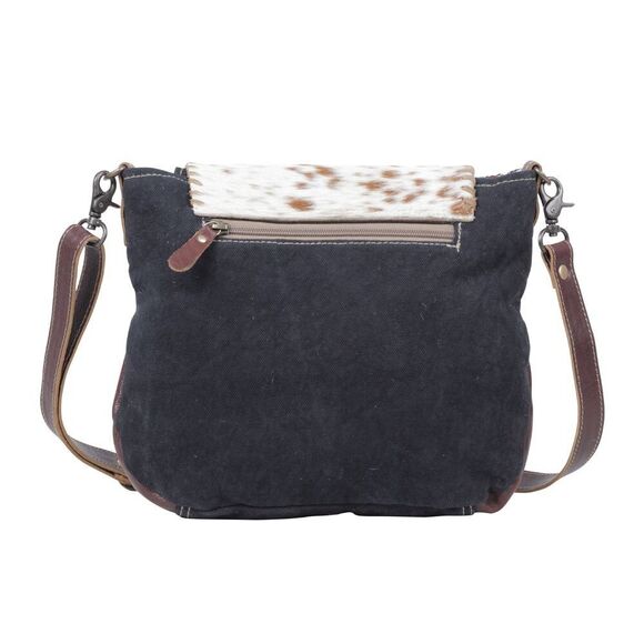 Myra Bag Handmade Sprightly Shoulder Bag Upcycled Canvas & Cowhide Leather - Picture 4 of 9